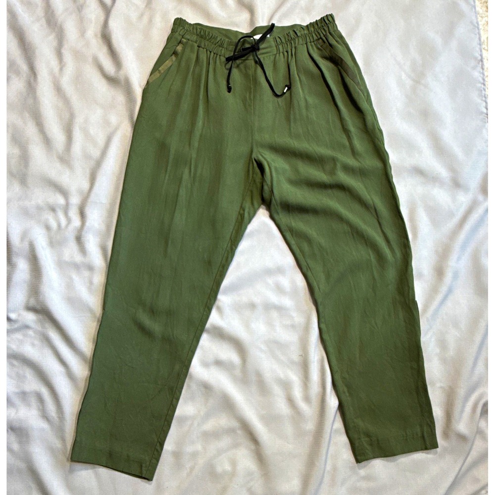 Waverly Grey Women's Green Pants L Elastic Waist Drawstring Pockets Tapered